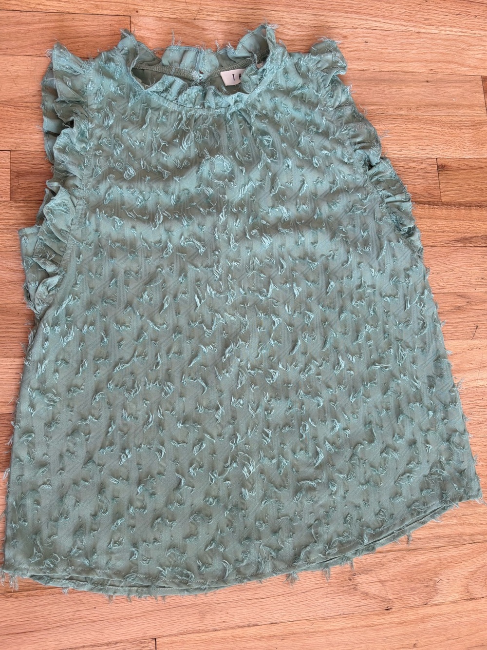 THML Sage Green Textured Ruffle Sleeveless Camisole